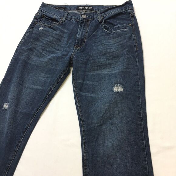 BUCKLE BLACK Jeans Men's 33 x 32 Low-Rise Slim Straight Rip Repair Denim Blue - Picture 5 of 16